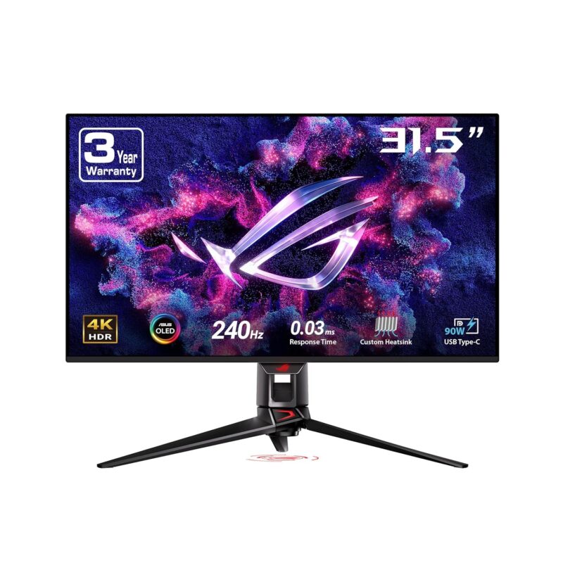 ASUS ROG Swift 32” 4K OLED Gaming Monitor (PG32UCDM) - UHD (3840 x 2160), QD-OLED, 240Hz, 0.03ms, G-SYNC Compatible, Custom Heatsink, Graphene Film, 99% DCI-P3, True 10-bit, 90W...
