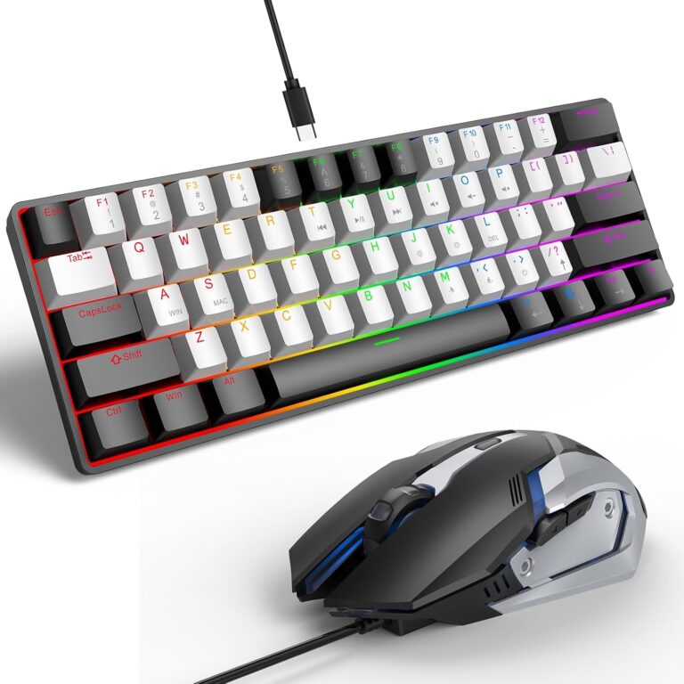 SOPPY Gaming Keyboard and Mouse Combo, Mechanical Keyboard Gamer 60% US-Layout, Compact LED Backlit, USB Ergonomic Office RGB Wired Gaming Set for PC/Laptop/Windows/PS4/Xbox/Mac...